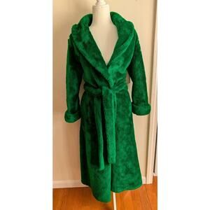 Vintage 1970s Borg Fabrics Freddie Mercury Kelly Green Shag Robe One Size